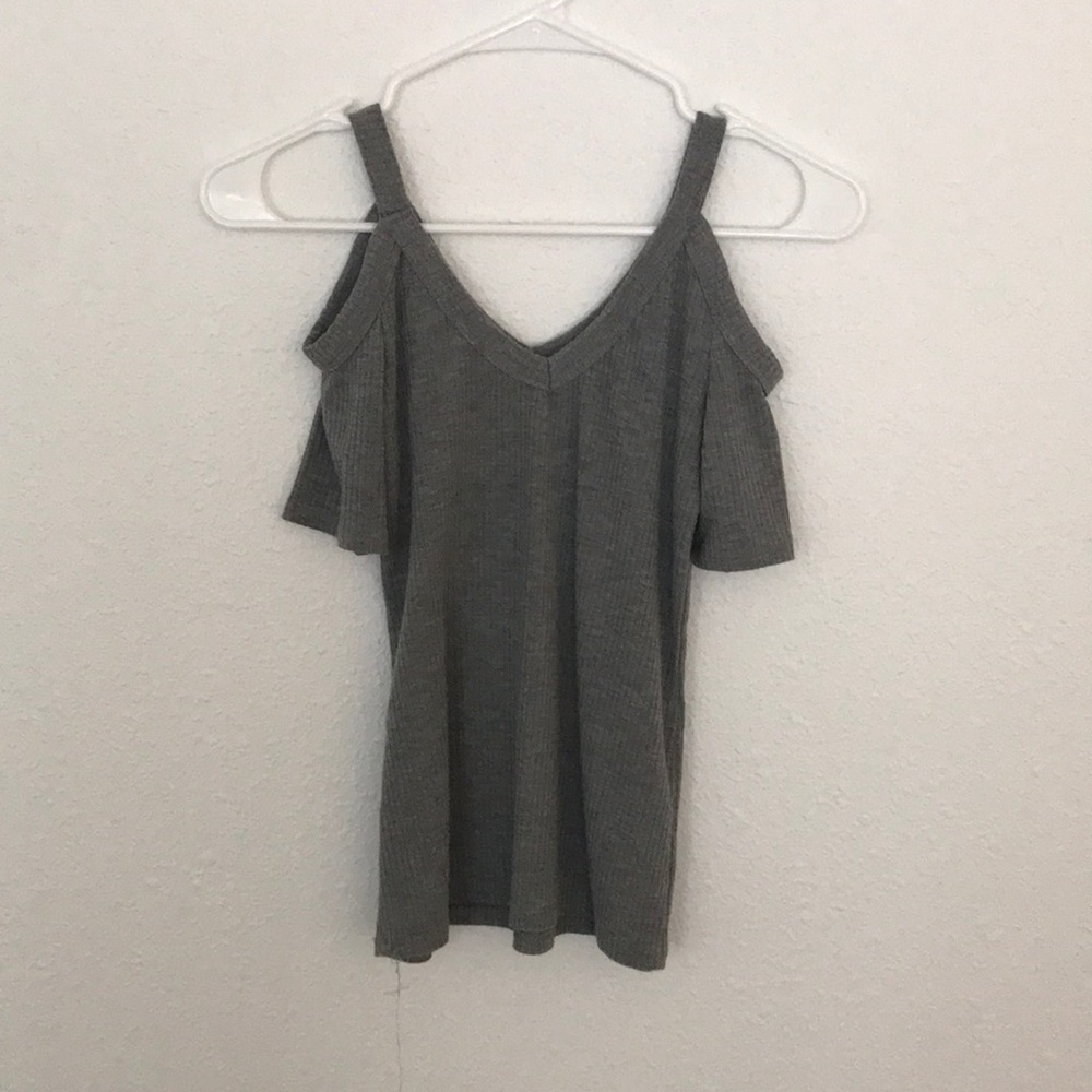 cold shoulder gray tank top
